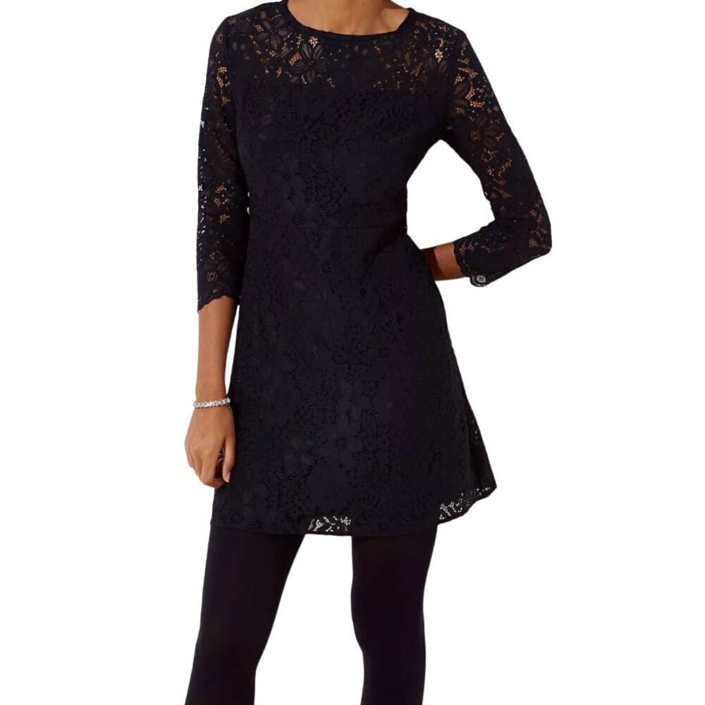 LOFT Ann Taylor Black Floral Lace Sheath Mini Cutout Dress Size 0